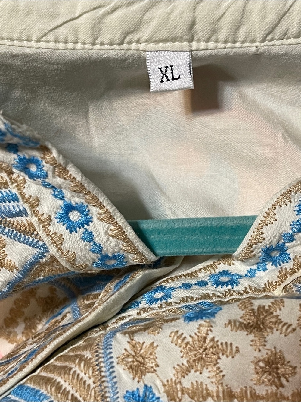 Laura Klein Boho Embroidered Tunic Top Cream Floral Southwest Peasant Blouse XL - Picture 9 of 11